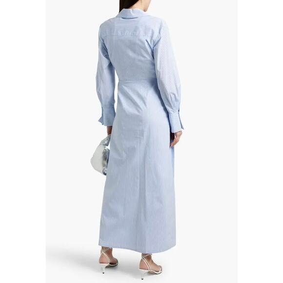 Simkhai Dress 12 Briar Wrap Effect Striped Maxi Shirt Belted Office Work Luxury - Picture 3 of 16